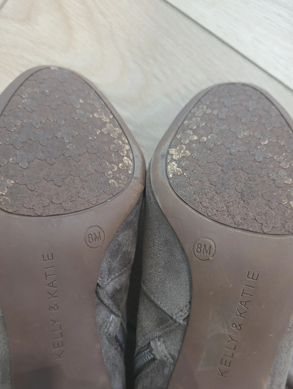 Kelly And Katie Gray Suede Mid-Heel Ankle Boots